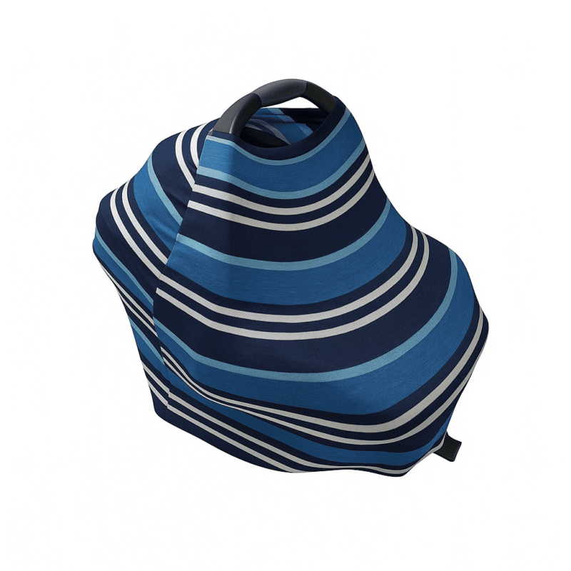 Capa multifuncional Listras Azul Branco para mamãe e bebê - 5 funções