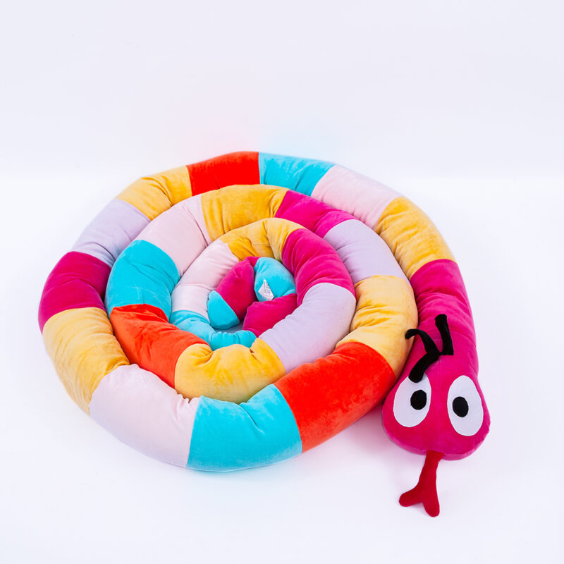 Cobra de Plush Multiuso Montessoriana Colorida Cabeça Pink 5m