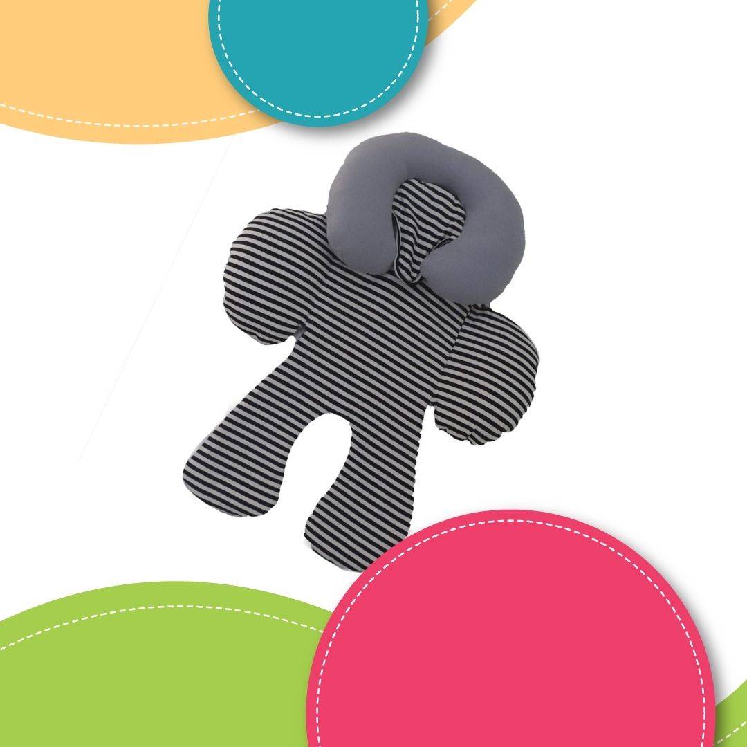 Redutor de Bebê Conforto e Carrinho Anjinho Listas P&B e Cinza - Imagem 2