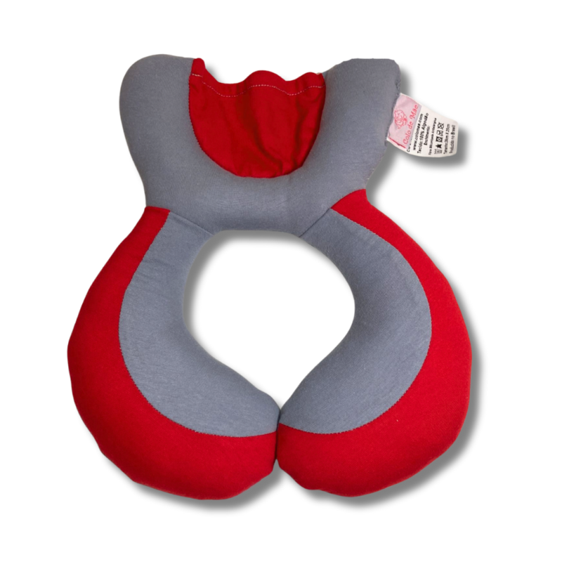 Almofada de Pescoço Cinza e Vermelho
