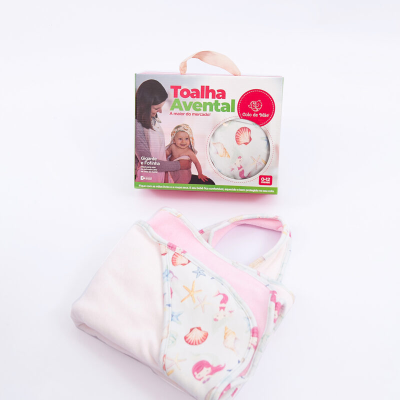 Toalha de Banho Infantil Avental com Capuz Sereia - Colo de Mãe