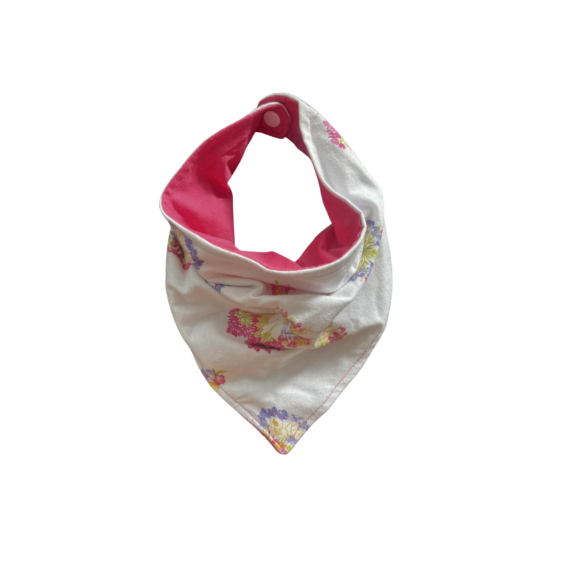 Babador Bandana Impermeável Borboletas Pink Dupla Face - Colo de Mãe