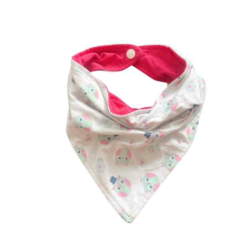 Babador Bandana Impermeável Corujinhas Dupla Face - Colo de Mãe