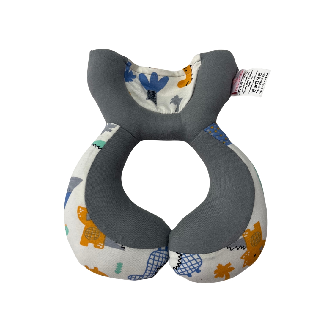 Almofada de Pescoço para Viagem Dino Cinza