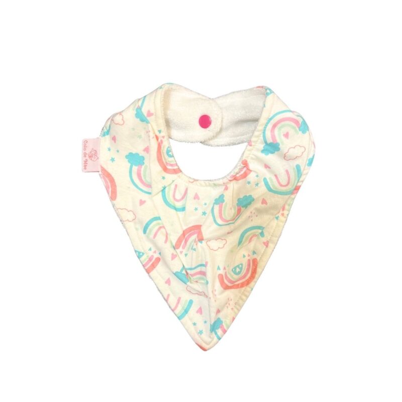 Babador Bandana Duplo Atoalhado Arco-íris Colo de Mãe