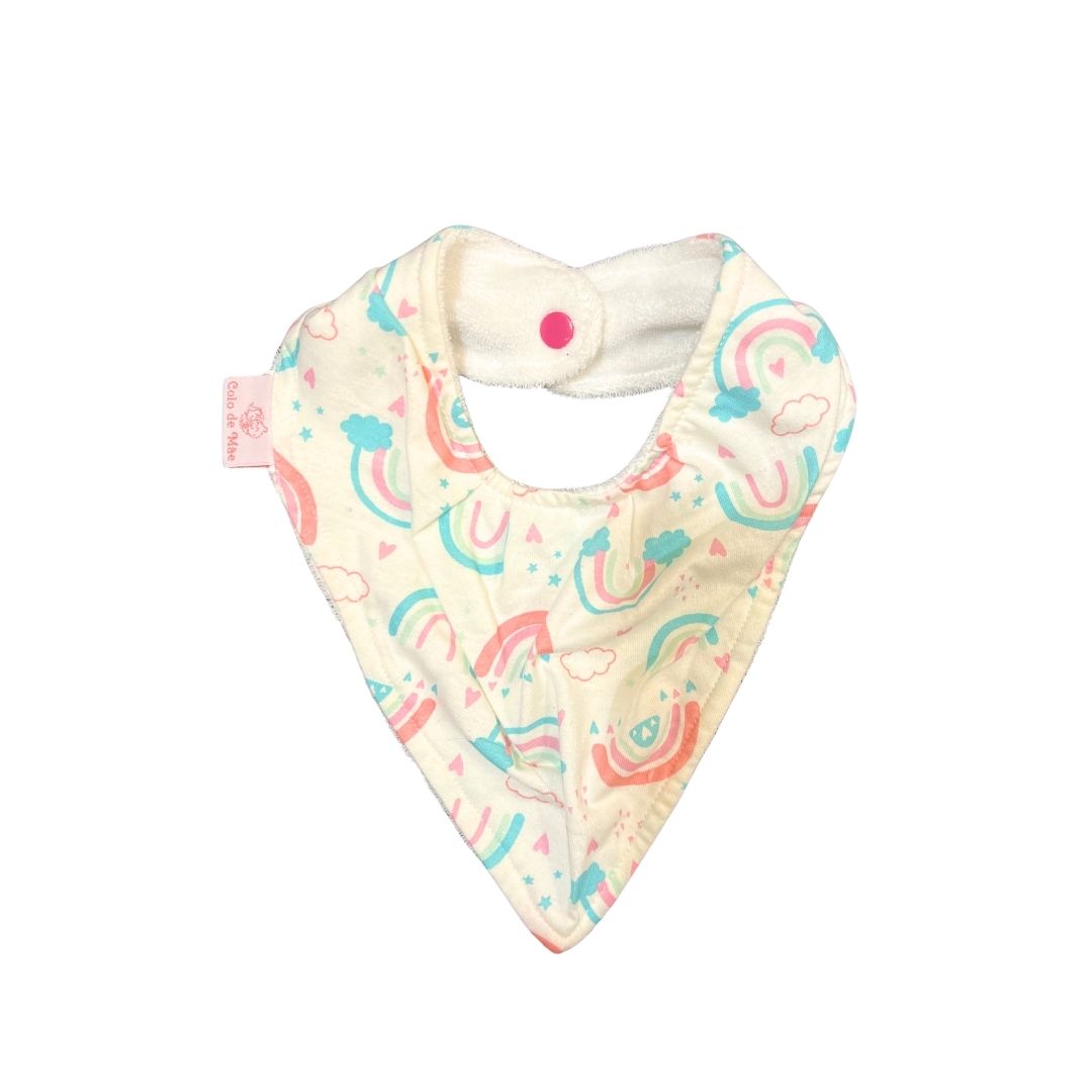 Babador Bandana Duplo Atoalhado Arco-íris Colo de Mãe