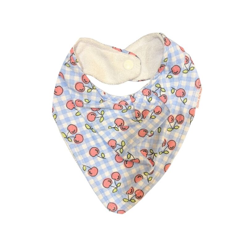 Babador Bandana Duplo Atoalhado Cerejinha Colo de Mãe