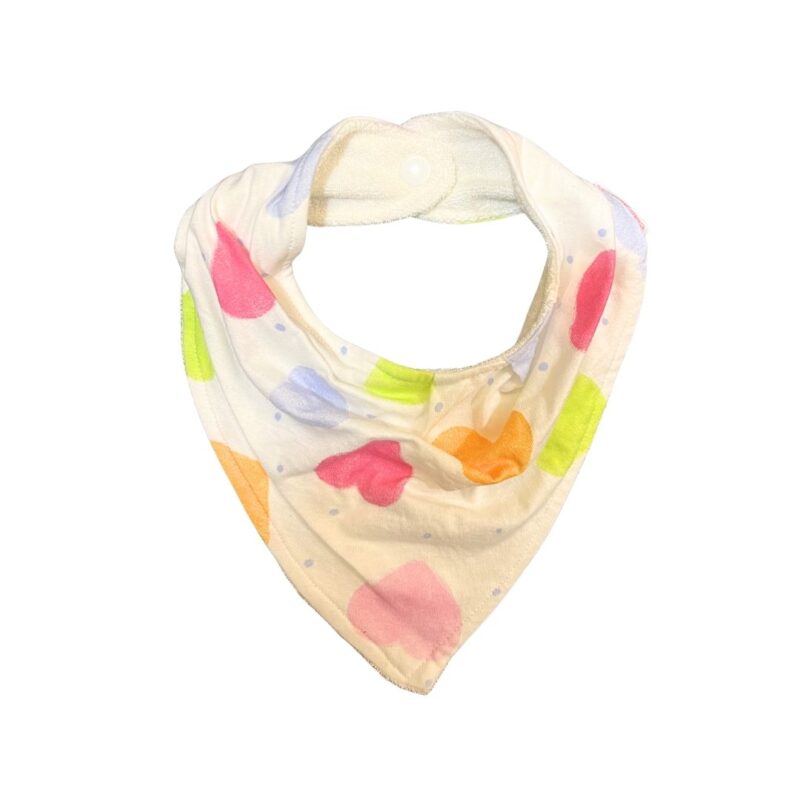 Babador Bandana Duplo Atoalhado Corações Poá Colo de Mãe