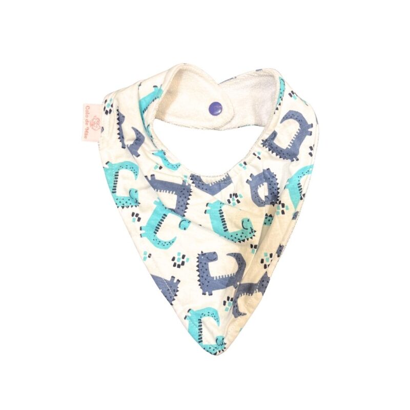 Babador Bandana Duplo Atoalhado Dino Spike Colo de Mãe