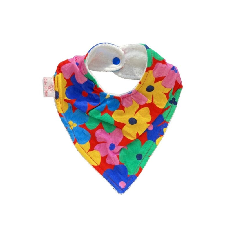 Babador Bandana Duplo Atoalhado Flores Colo de Mãe