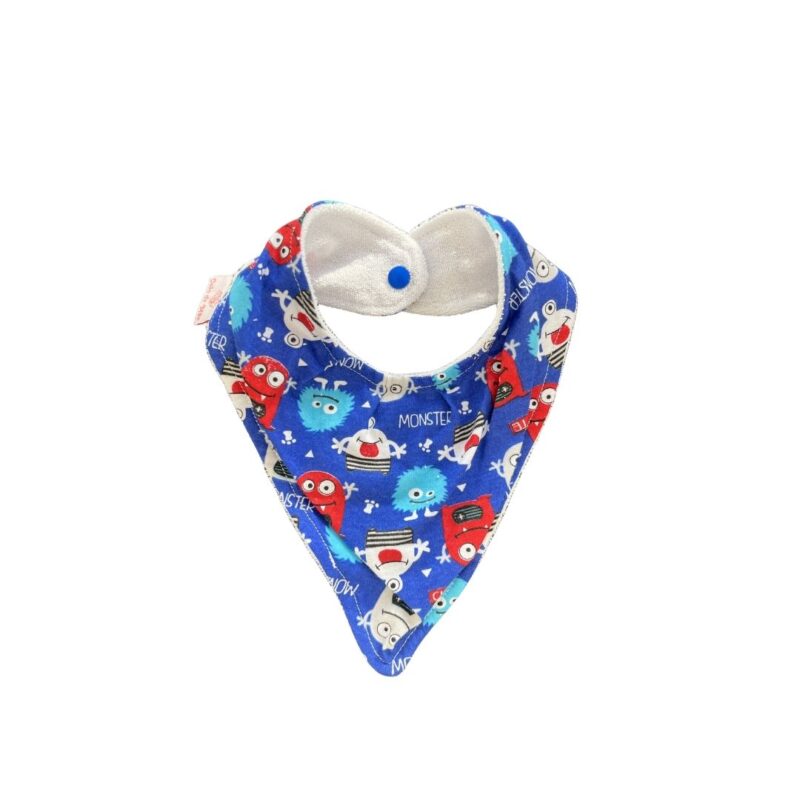 Babador Bandana Duplo Atoalhado Monstrinhos Colo de Mãe