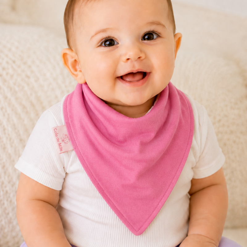 Babador Bandana Duplo Atoalhado Rosê Colo de Mãe