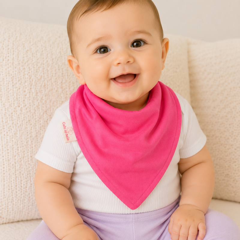 Babador Bandana Duplo Atoalhado Pink Colo de Mãe