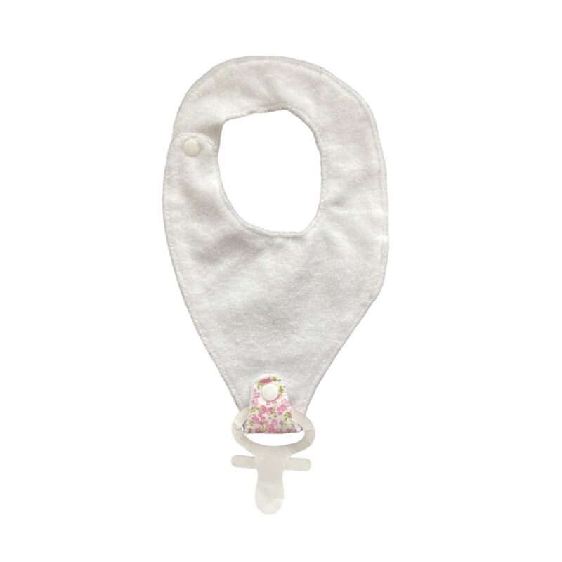 Babador Duplo Com Porta Chupeta Flores Costas