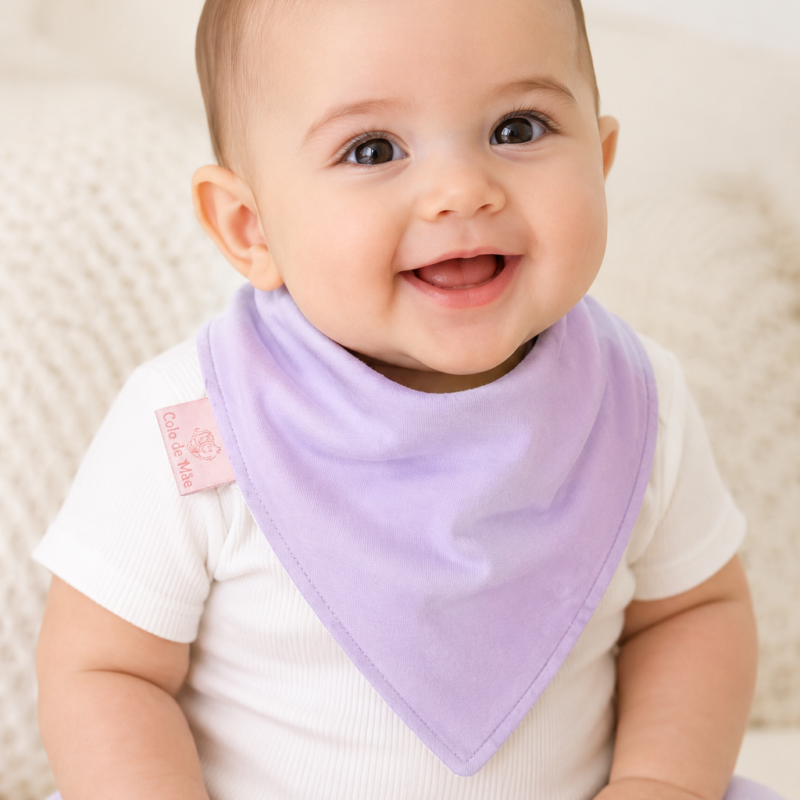 Babador Bandana Duplo Atoalhado Lilás Colo de Mãe